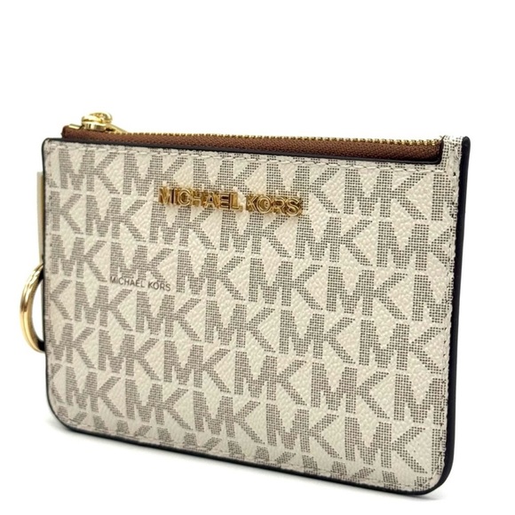 Michael Kors Jet Set Travel Small Signature Logo Coin Purse Vanilla - Picture 3 of 9